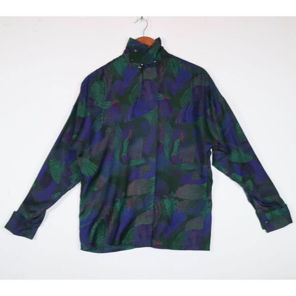 Vintage Ellen Tracy Silk Top Size 4 GORGEOUS DUCKS Art Avant Garde Modern 1980's - Picture 10 of 11